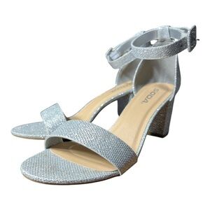 Soda Women's Silver Block Heel Sandals
